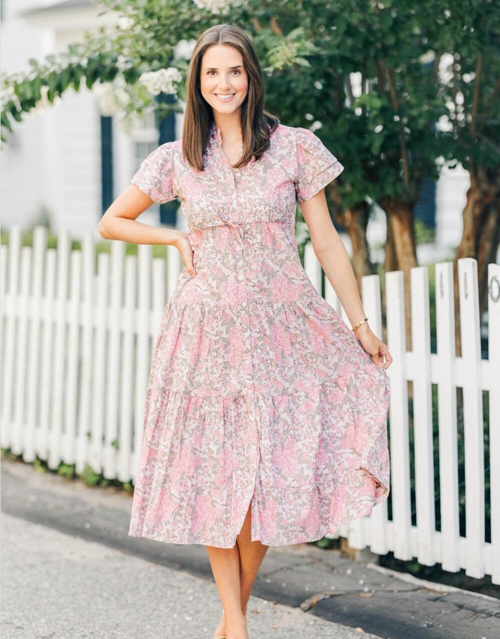 Victoria Dunn Floral Midi Magnolia Flutter Dress 3XL Rosalina Cottage NWT